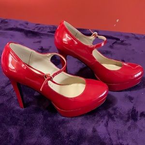 Red Platform Heels with strap adjustment